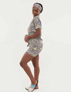 LUXE COMFORTS PAJAMA SET SHORT SLEEVES & SHORTS - LEMON PRINT