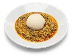 Poundo with bitter leaf soup