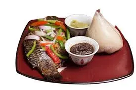 Grilled tilapia with banku