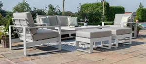 Aluminium Sofa Set - With Rising Table - White