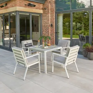 Handpicked Aluminium Titchwell 4 Seat Dining Set In White