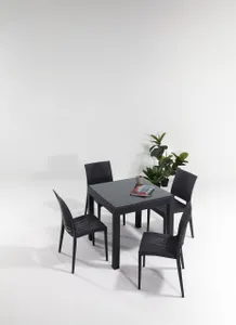 Rattan Glass Table Set