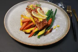 SALMON BLACKENED LIME MANGO SALSA