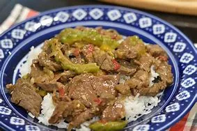 SLICED BEEF AND BITTER MELON ON RICE