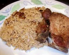 PORK CHOP W. ONION ON RICE