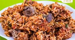 SLICED BEEF AND TOMATOES ON RICE